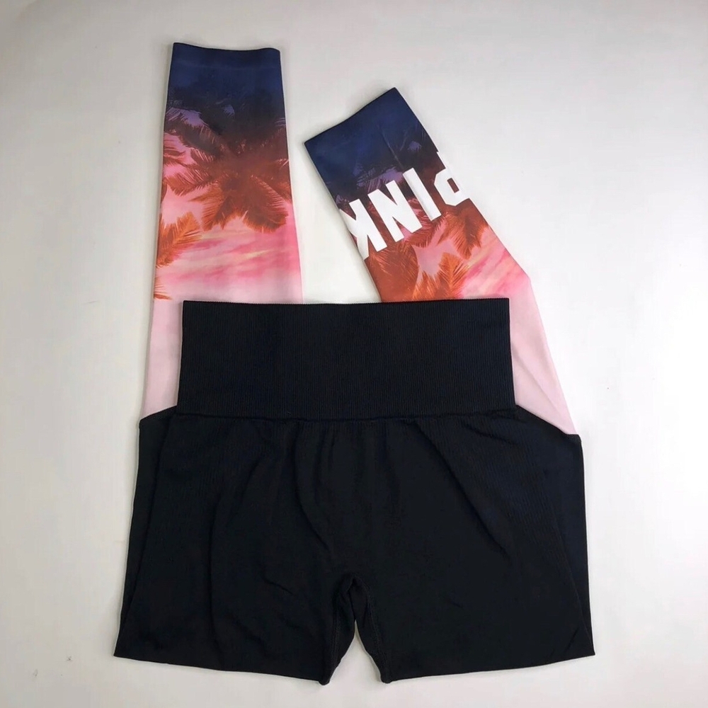 Victoria's Secret Pink and Black Leggings